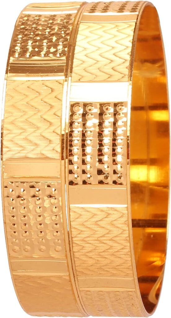 Touchstone Indian Bollywood Desire Perfectly Hand Peeled Metal Etching Mesh Cut Work Designer Jewelry Bangle Bracelets in Gold Tone for Women.