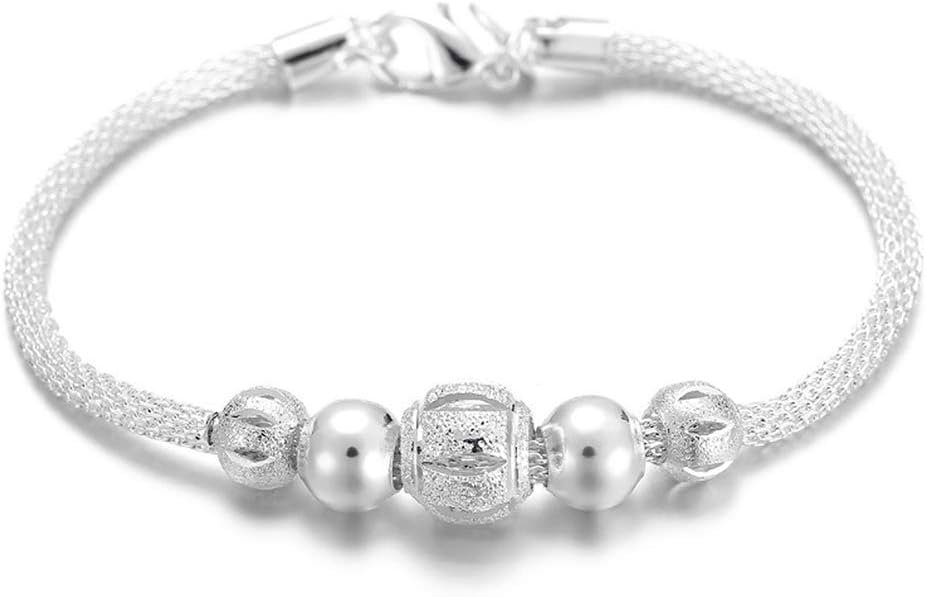 1PCS Girls Sparkly Ball Bead Bracelet Round Beads Chain Wrist Link Accessories Unique Gift for Women Ladies Silver Superior Quality and Creative Attractive design