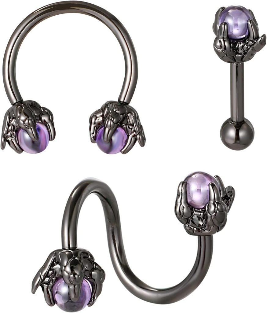 3Pcs Cartilage Earrings Set 316L Surgical Steel Stylish Dragon Claws Twist Helix Earring Mixed Earrings Women Ear Nose Septum Body Piercing Jewelry Gift