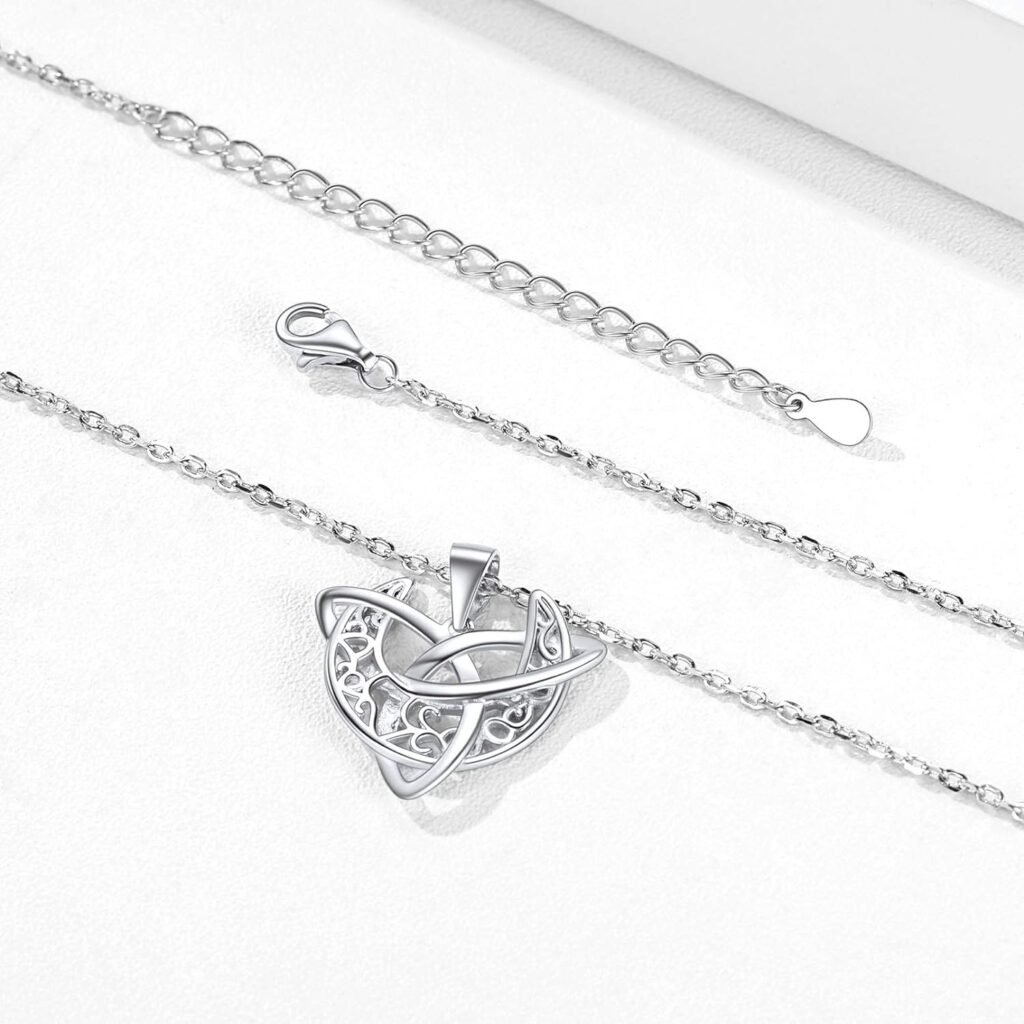 ChicSilver 925 Sterling Silver Good Luck Irish Celtic Knot Necklaces Vintage Triangle/Cross/Round Pendant Necklaces Gift for Women (with Gift Box)
