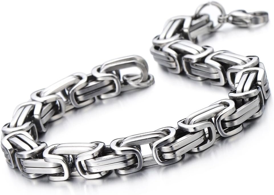 COOLSTEELANDBEYOND Mens Women New Stainless Steel Braided Link Bracelet Polished