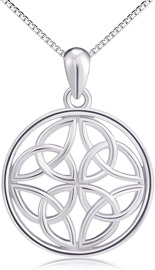 DAOCHONG 925 Sterling Silver Good Luck Irish Jewelry Celtic Knot Pendant Necklaces for Women Teen Girls