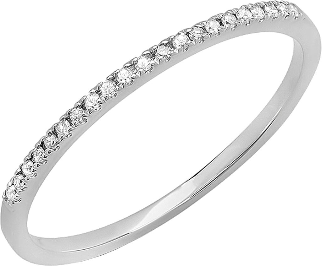 Dazzlingrock Collection 0.08 Cttw Round White Diamond Stackable Wedding Band for Women in 10K Gold
