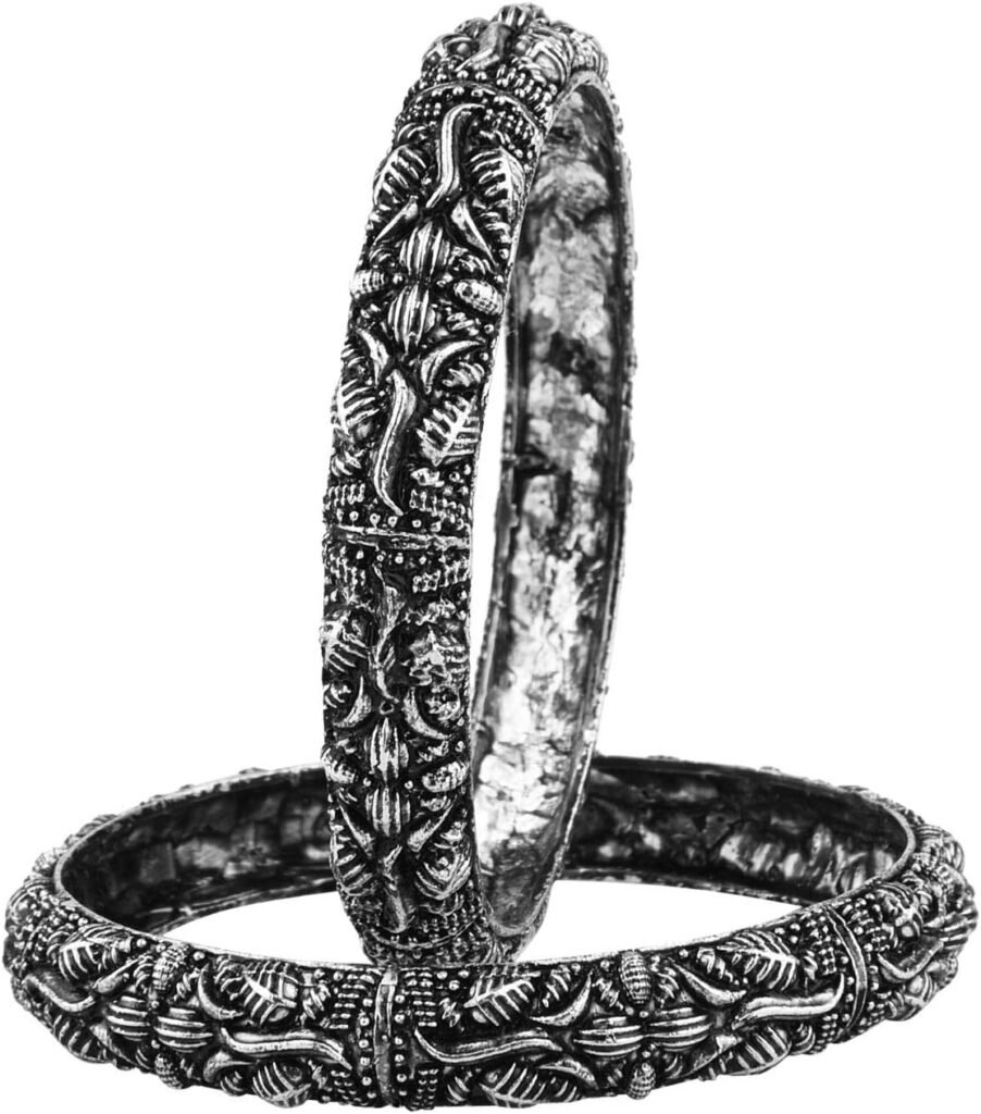 Efulgenz Boho Tribal Antique Oxidized Indian Jewelry Bracelet Bangle Set for Women Girls