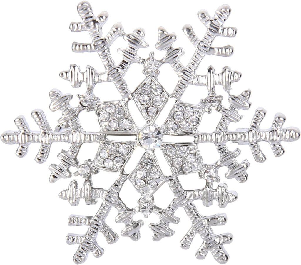 EleQueen Womens Clear Austrian Crystal Winter Snowflake Brooch Pin