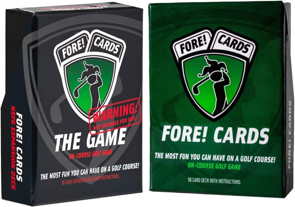 Fore! Cards On-Course Golf Game Plus Expansion Pack Bundle | Fun Interactive Golf Game | 80 Cards Make Every Hole a Different Challenge | Spice Up Your Next Round