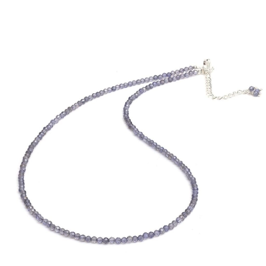 Gempires Genuine Turquoise Beads Choker Necklace for Women, Native American Beaded Necklace, December Birthstone, 2.4-2.5 mm Faceted Beads With 16 + 2 Inch Adjustable Silver Plated Chain