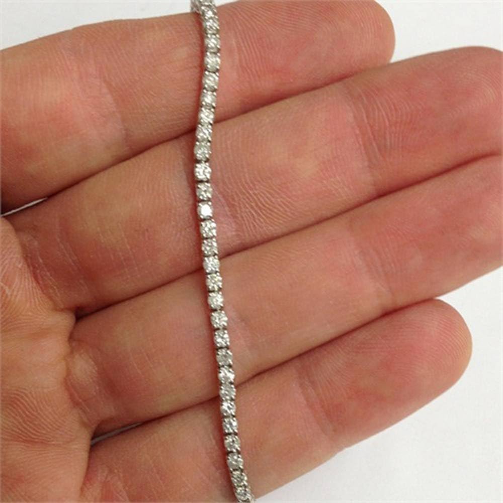 P3 POMPEII3 14k White Gold 3ct Round-Cut Natural Real Diamond Tennis Bracelet 7 Double Locking Clasp
