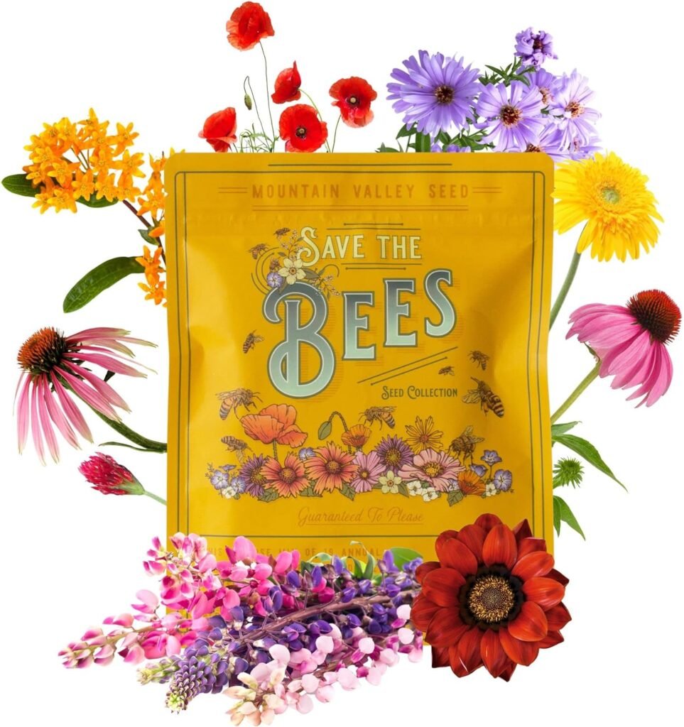 Package of 80,000 Wildflower Seeds - Save The Bees Wild Flower Seeds Collection - 19 Varieties of Pure Non-GMO Flower Seeds for Planting Including Milkweed, Poppy, and Lupine