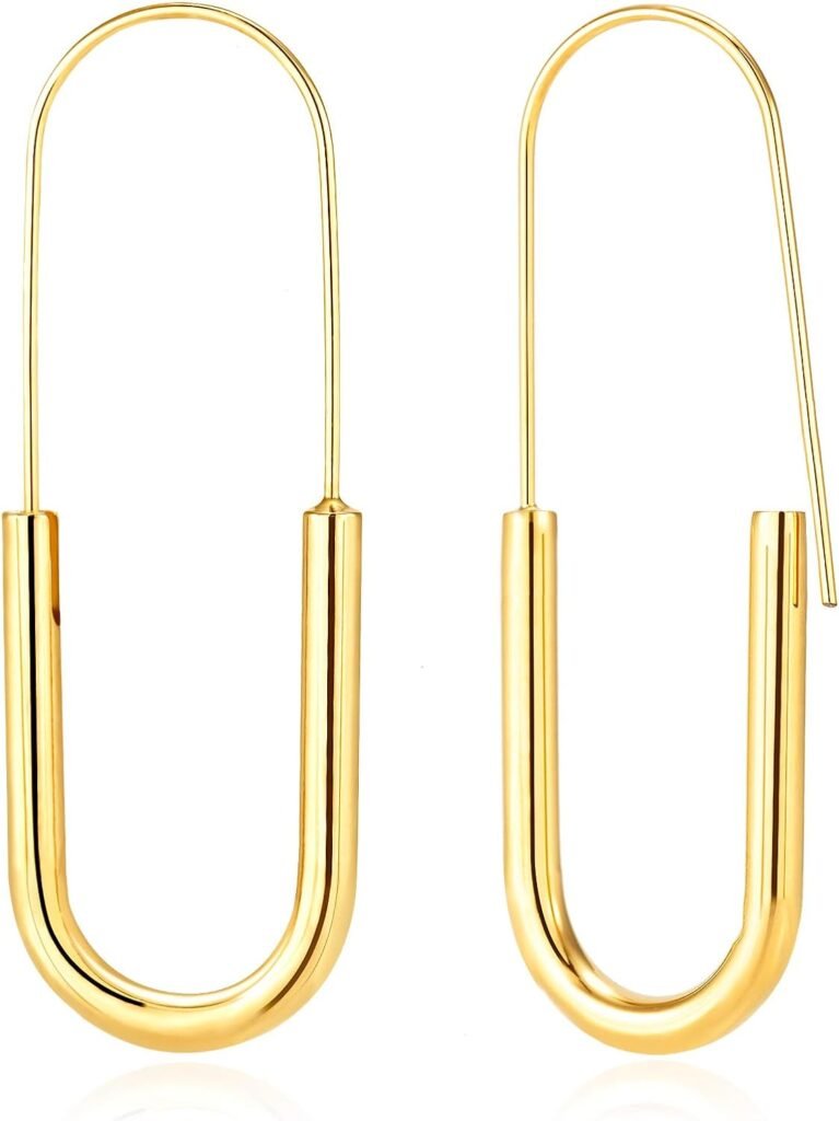 Pin Earrings Hoop: Minimalist Hypoallergenic Gold Plated Fashion Trendy Jewelry for Women Girls Teens