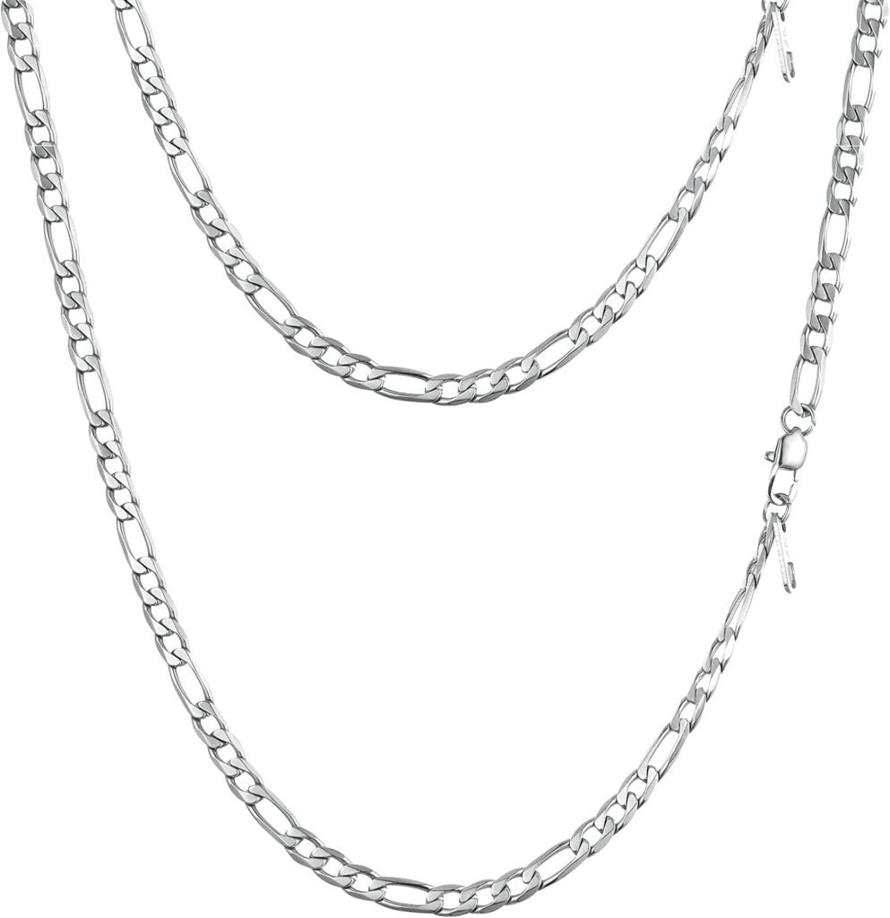PROSTEEL 316L Stainless Steel Figaro Chain Necklace for Men/Women, Black/18K Real Gold Plated, 4mm to 13mm, 14inch to 30inch, Come Gift Box