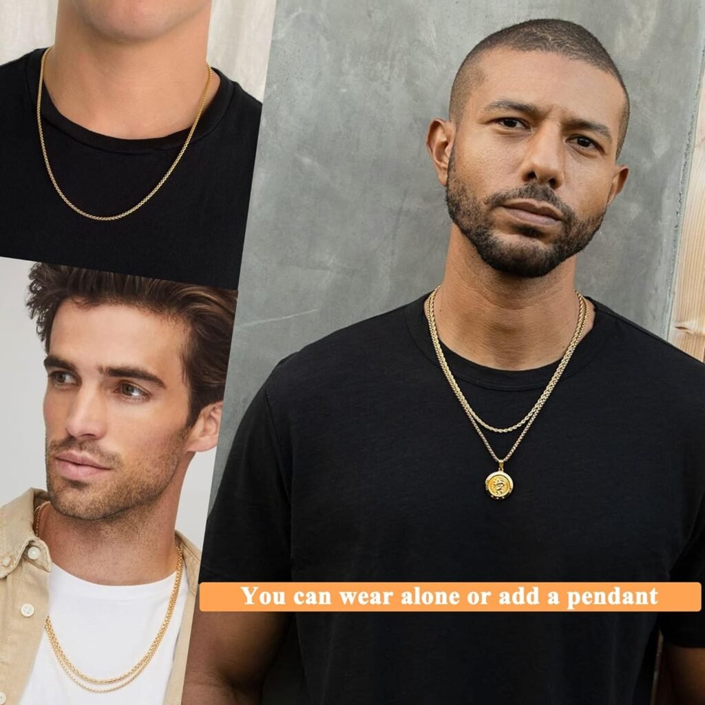 Reoxvo 2mm Silver Chain for Men | 14K Gold Plated Box Chain for Men Thin Chain Necklace for Men Stainless Steel Mens Chain Necklaces Accessories Jewelry Available in 18-24