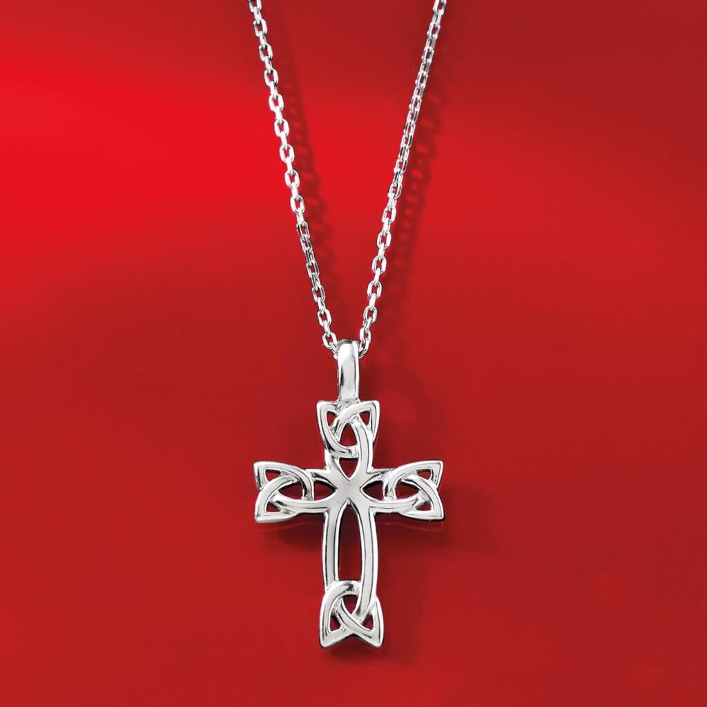 Ross-Simons Sterling Silver Celtic Trinity Knot Cross Pendant Necklace