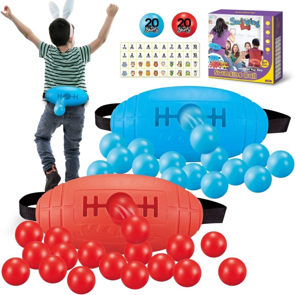 Shaking Swing Balls Game Set for Kids Adults, Fun Backyard Family Game Toy with 40 Balls, Easter Games Outdoors Indoors Bachelorette Party Games for Boys and Girls, Kids Age 5 6 7 8 9+