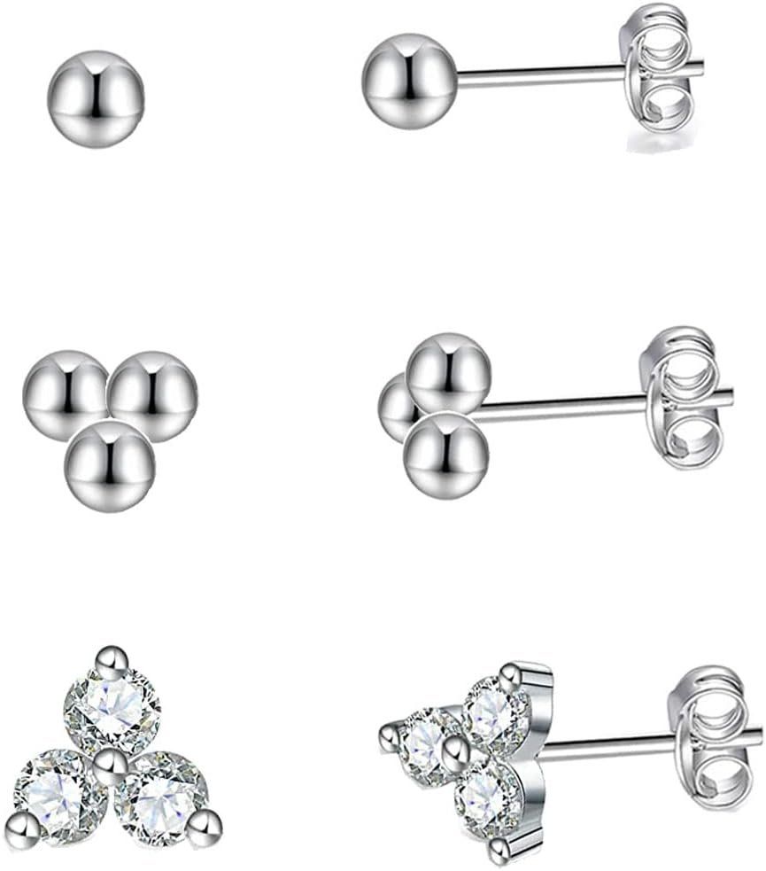 Small Huggie Hoop Earring Set for Women for Multiple Piercing,Lightweight 14K Gold Plated Studs Earrings Jewelry Set for Women Girls,Flat Back Tiny Ball Cubic Zirconia Stud Earrings for Cartilage, Helix, Lobe, Hypoallergenic