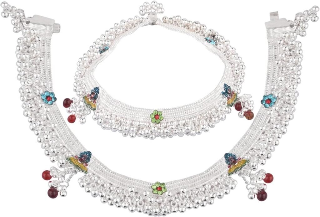 Efulgenz Indian Silver Tone Bell Charms Tassel Chain Anklet Set Bracelet PayPal Foot Jewelry