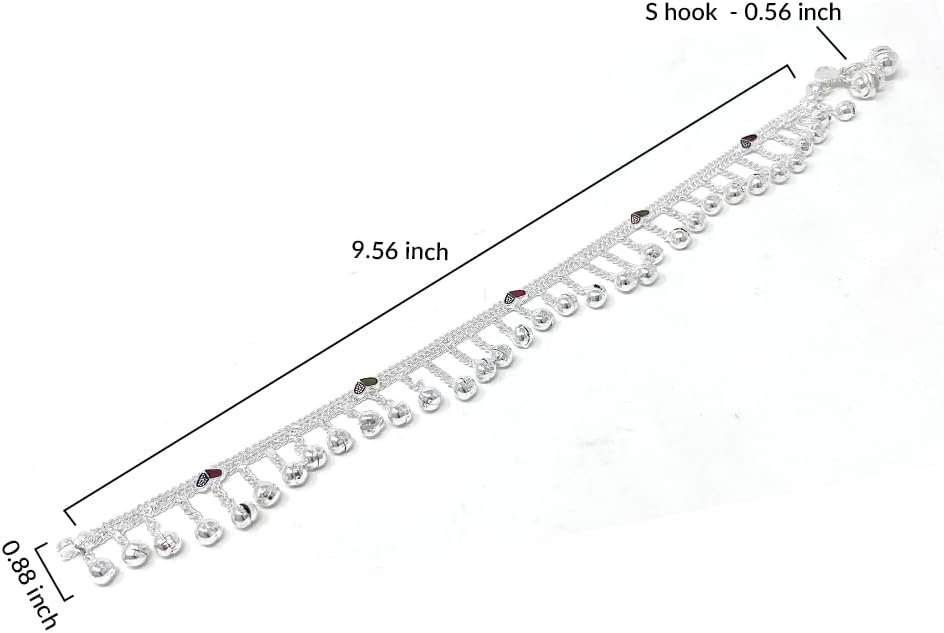 Indian Traditional Ethnic Silver Loud Jingle Bead Bells Anklet Payal Pair For Women - Dance Bridal Wedding Party - Duel On Jewel