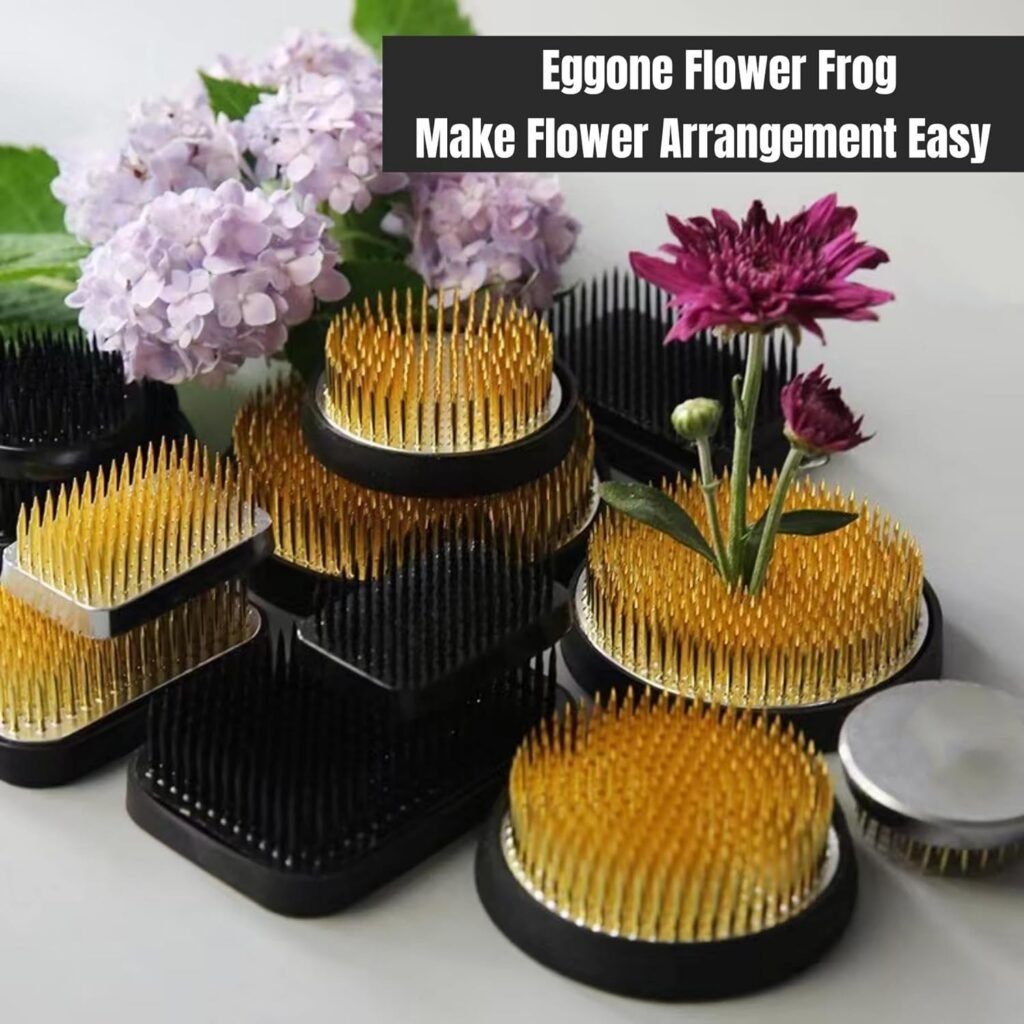 3/Set Flower Frog Japanese Ikebana Flower Arrangement Kenzan Kit, 2.4”Round Floral Frog Moribana+1.6”Square Ikebana Kenzan+2.1”x1.4”Rectangle Pin Frog