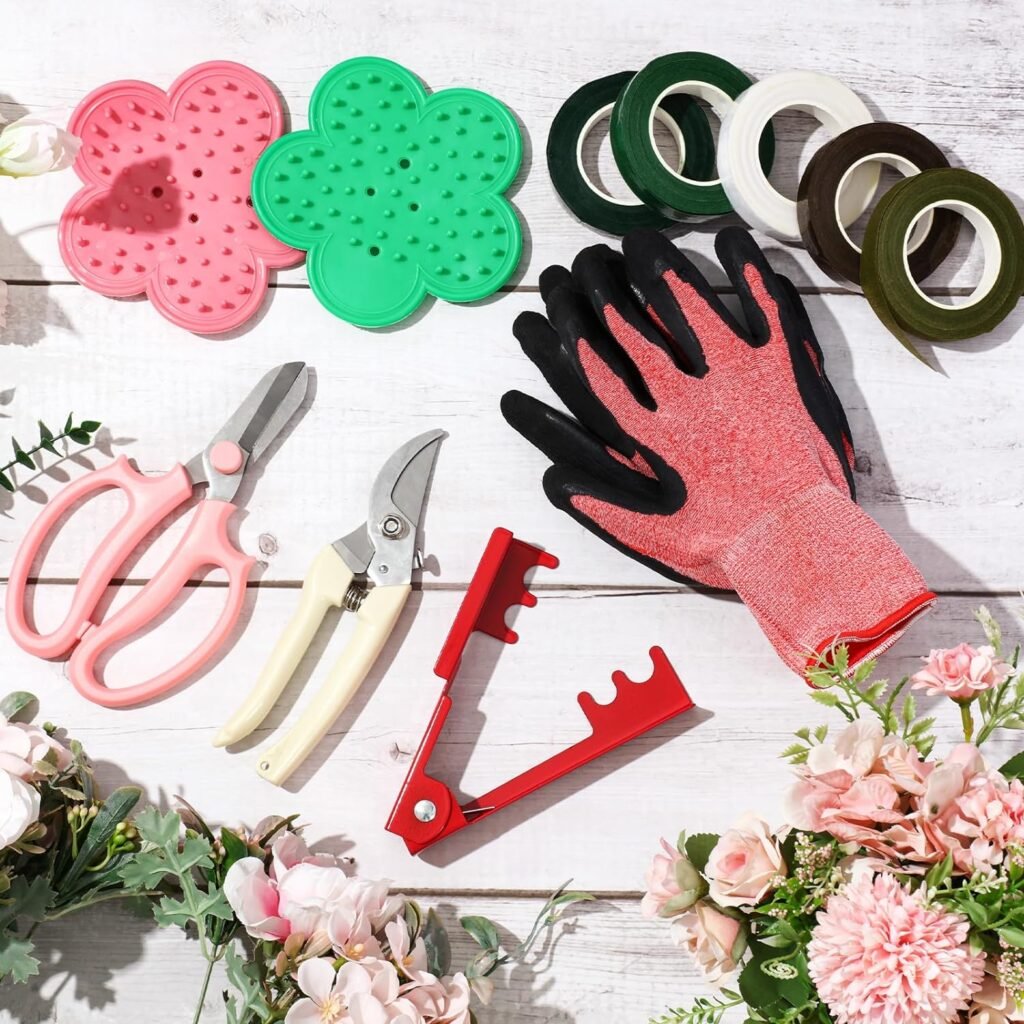 Floral Rose Toolkit Include Rose Thorn Remover Tool Tree Pruner Hand Tool Cordless Trimmer Floral Gloves 22 Gauge Paddle Wire 26 Gauge Stem Wire Pearl Corsage Pin Pruning Shears Scissors Kit