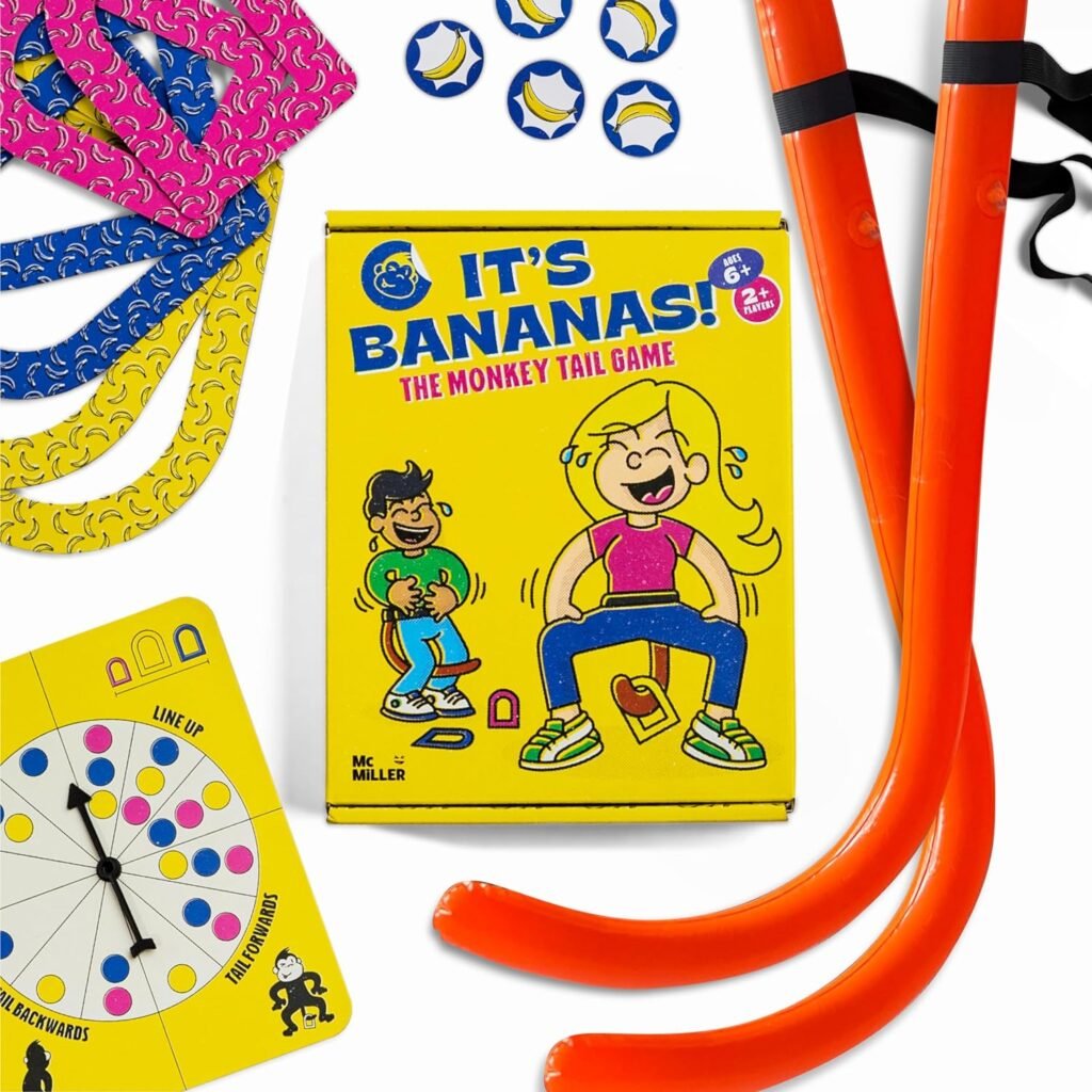 MCMILLER ENTERTAINMENT Its Bananas! The Monkey Tail Game - Funny, Fun Party Family Game for Kids, Baby Shower, Bachelorette, Easter, Gag Gift for Game Night, Ages 6+, 2+ Players